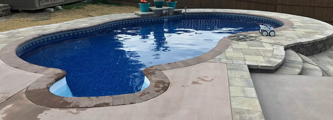 semi in-ground pool in Hendersonville TN backyard