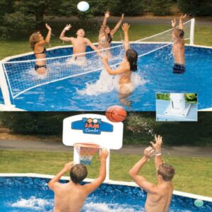 30' Pool Jam Combo Basketball and Volleyball Swimming Pool Game